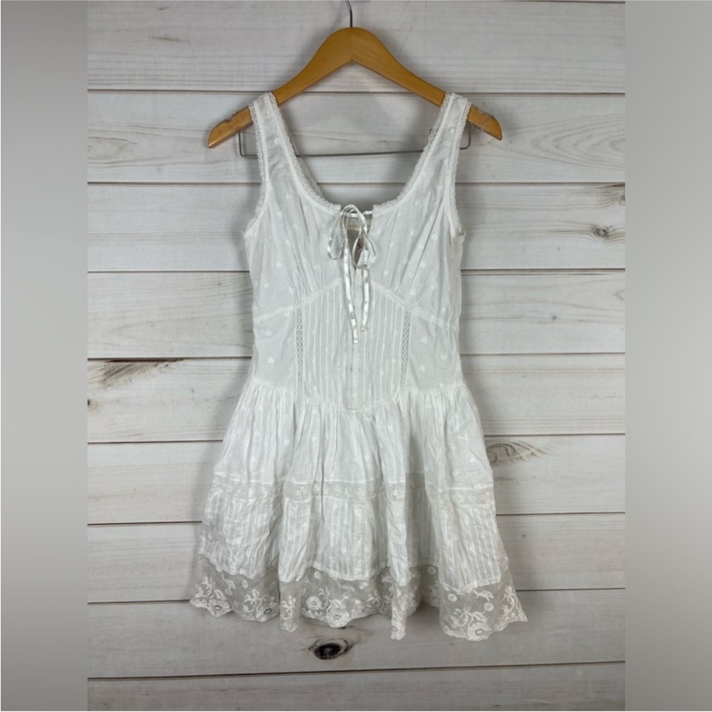 Love Shack Fancy white linen lined mini dress